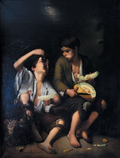 Ferdinand MINOR, d'après Bartolomé Estéban MURILLO (Meiningen 1814 -? 1884) Les mangeurs...