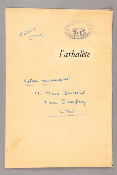 [Jean GENET] Retour du ministère de l'information, du 5 mai 1944 autorisant la publication...