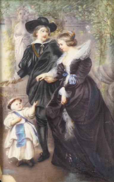SMYTH, d'après Pierre Paul RUBENS (Actif vers 1900) Autoportrait de Rubens avec sa...