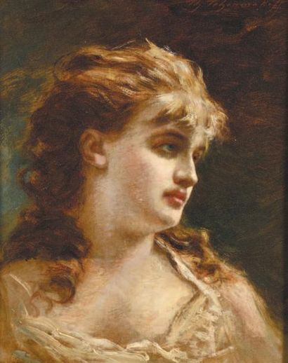 Féodor TCHOUMAKOFF (1823-1911) Portrait d'une élégante au corsage blanc
Huile sur...