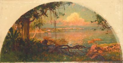 Louis DUMOULIN (1860-1924) La Baie de Rio
Huile sur toile marouflée sur panneau,...