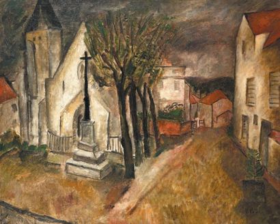 Valentine PRAX (1899-1981) L'église de Bièvres
Huile sur toile, signée en bas à droite.
Étiquette...