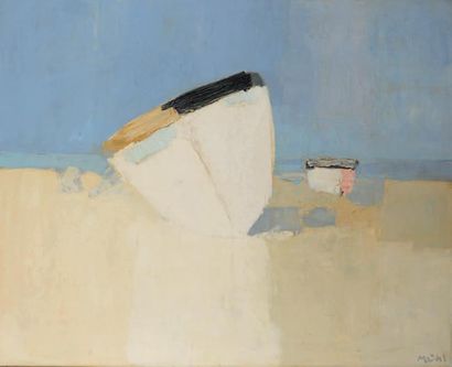 Roger MUHL (1929-2008) Le bateau blanc
Huile sur toile signée en bas à droite, titrée...