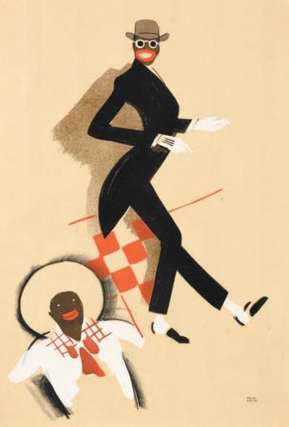 D'aprés Paul COLIN (1892-1985) Danseuse à la robe jaune, Homme au chapeau melon,...