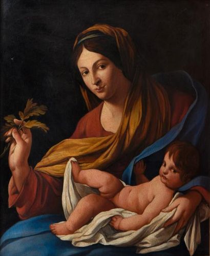 Dans le goût de Simon VOUET Vierge à l'enfant
Huile sur toile.
59 x 43,5 cm