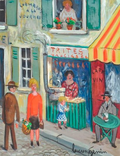 Lucien GENIN (1894-1953) Frites, saucisses
Aquarelle et gouache sur papier signé...