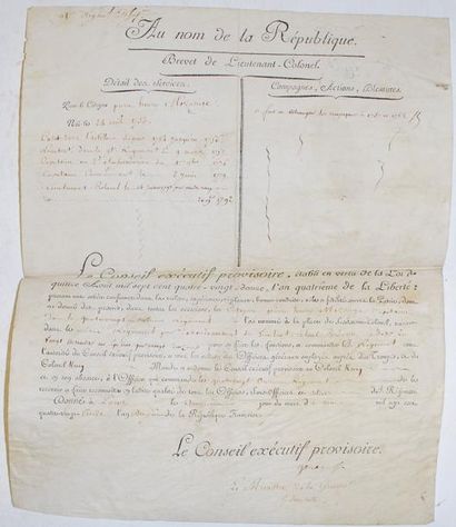 null [MEZANGE] - BOUCHOTTE (Jean Baptiste Noël). P.S. Paris, 15 mai, 1793, in-folio,...