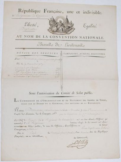 PILLE (Louis-Antoine) P.S. (griffe). Paris, 30 fructidor an 3, 16 septembre, 1795....