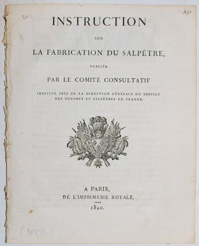 null [SALPÊTRE] - Instruction sur la fabrication du salpêtre, publiée par le comité...