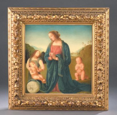 FACHINETTI, Carlo (1870-1951) «Vierge à l'enfant»
Aquarelle sur papier signée en...