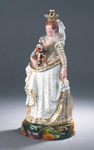 PARIS (JACOB PETIT) Tisanière en porcelaine à décor polychrome et or représentant
Élisabeth...