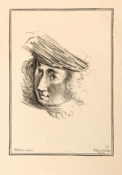 Antoine WATTEAU (1684-1721) d'après 
Gulböe - Tête d'homme
Deux planches de Figures...