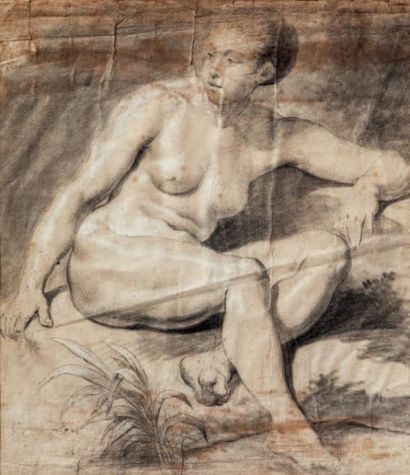 Jean-Jacques Lagrenée (1739-1821) 
Femme assise
Signée en bas à gauche.
(Accidents).
48...