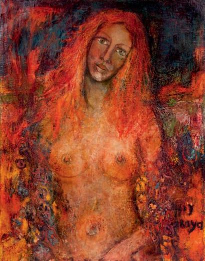 RAYA (né en 1936) «Femme nue en buste»
Huile sur toile, signée en bas à droite.
92...