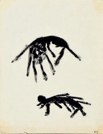 Henri Michaux (1899-1984) 
Composition
Encre de Chine sur papier vergé.
Monogrammée...