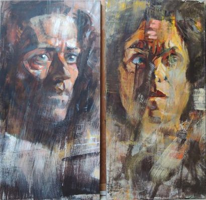 Raphaëlle PIA (née en 1942) Deux Autoportraits, (anciennement partie d'un triptyque),...