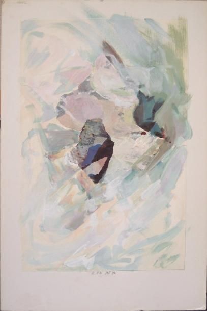 Raphaëlle PIA (née en 1942) Papiers déchirés et recomposés
Bleu, été 1984
Acrylique...