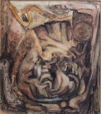 Raphaëlle PIA (née en 1942) Gestation, 1976
Acrylique sur papier.
29 x 28 cm