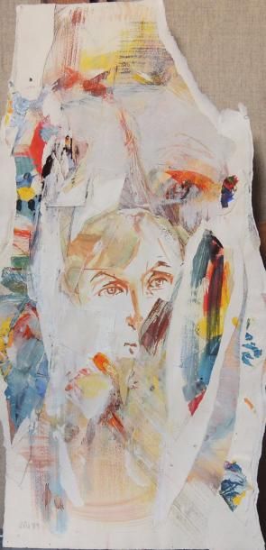Raphaëlle PIA (née en 1942) Inclusion, 1989
Acrylique sur papier.
71,5 x 34 cm