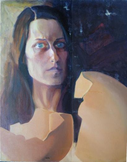 Raphaëlle PIA (née en 1942) Auto portrait, fév 1974
Huile sur toile.
100 x 81 cm