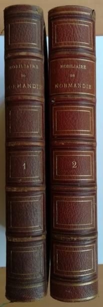 null MAGNY. Nobiliaire de Normandie. Paris, Aubry, 1863-1864, 2 volumes in-4, maroquin...