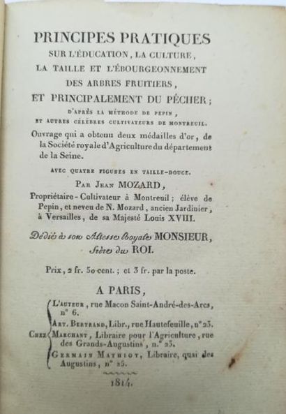 null MOZARD (Jean). Principes pratiques sur l'éducation, la culture, la taille et...