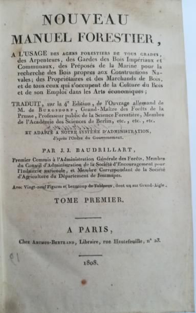 null BURGSDORF. Nouveau manuel forestier. Paris, Arthus-Bertrand, 1808, in-8, demi-basane...
