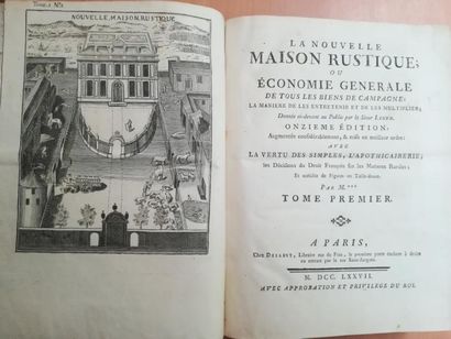 null LIGER. La Nouvelle maison rustique. Paris, Desaint, 1777, 2 volumes in-4, basane...