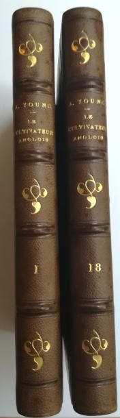 null YOUNG. Le Cultivateur anglois. Paris, Maradan, 1801, 18 volumes in-8, demi-chagrin...