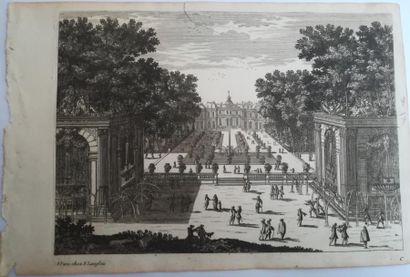 null ENSEMBLE de 6 vues de jardins à la française. Paris, Langlois, vers 1680, in-4,...