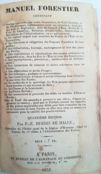 null HERBIN DE HALLE. Manuel forestier. Paris, 1832, in-12, demi-basane verte, dos...