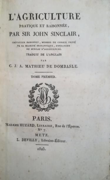 null SINCLAIR. L'Agriculture pratique et raisonnée. Paris, Huzard, 1825, 2 volumes...