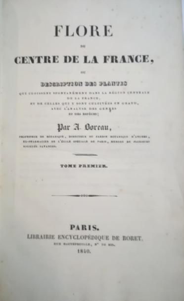 null BOREAU. Flore du centre de la France. Paris, Roret, 1840, 2 volumes in-8, demi-basane...
