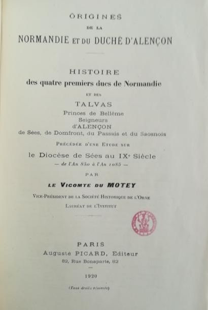 null 84. DU MOTEY. Origines de la Normandie et du duché d'Alençon. Paris, Picard,...