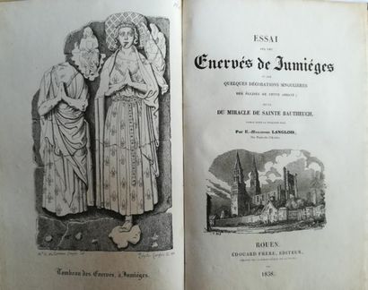 null LANGLOIS. Essai sur les énevrés de Jumiège. Rouen, frère, 1838, in-8, demi-chagrin...