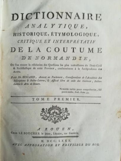 null 91. HOUARD. Dictionnaire analytique, historique, étymologique, critique et interprétatif...