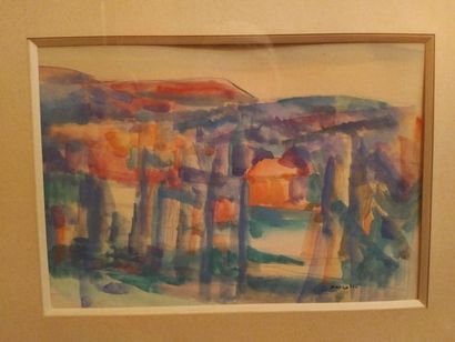 Jean MARZELLE (1916-2005) 
Maison derrière les arbres
Aquarelle.
Signée en bas à...