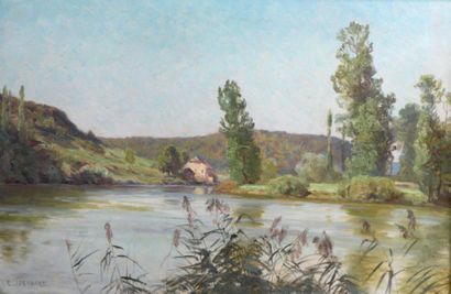 Émile ISENBART (1846-1921) *«Vue d'une rivière»
Huile sur panneau
Signée en bas à...