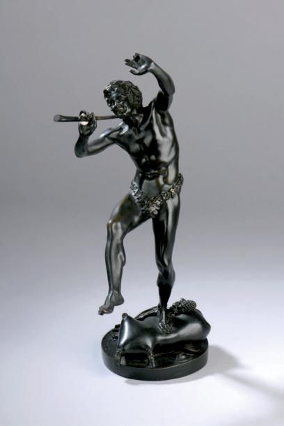 Eugène-Louis LEQUESNE (1815-1887) 
Le joueur de flûte bronze patiné Susse frère fondeur.
Haut.:...