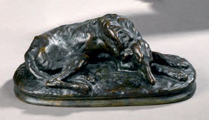 null SUJET en bronze d'après MENE.
Lévrier couché
16 x 6 cm