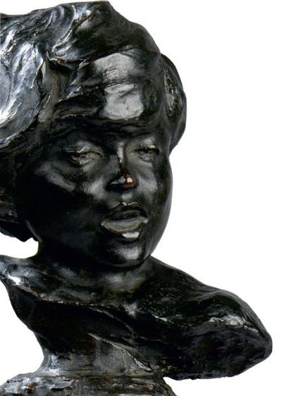 Auguste RODIN (1840-1917) Tête d'enfant
Épreuve en bronze à patine verte.
Signée...