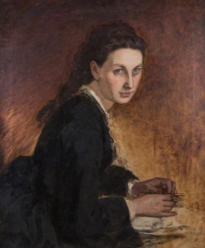 ECOLE ANGLAISE DU XIXe SIÈCLE 
Portrait de femme
Huile sur toile.
78 x 64 cm