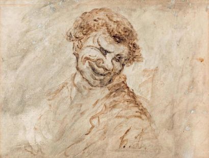 D'après Honoré DAUMIER (1808-1879) 
Portrait d'homme
Crayon et lavis. Monogrammé...