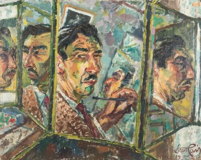 Jean LAIR Autoportrait de l'artiste sous divers angles
Huile sur toile signée et...