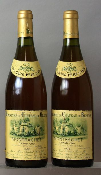 null 2 bouteilles MONTRACHET - BOUCHARD P& F 1990 Etiquettes légèrement tachées,...