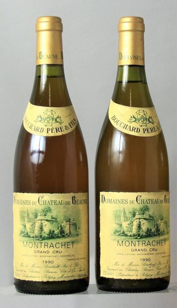 null 2 bouteilles MONTRACHET - BOUCHARD P& F 1990 Etiquettes légèrement tachées,...
