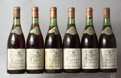 null 6 bouteilles TAVEL- DELAS FRERES 1957 Etiquettes abimées, niveaux entre 3 et...
