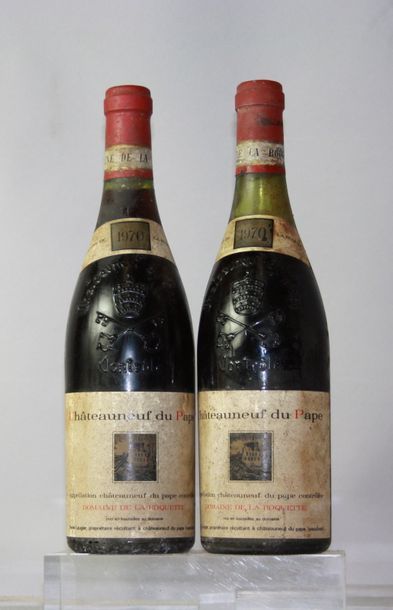 null 2 bouteilles CHATEAUNEUF DU PAPE - Domaine de la ROQUETTE 1970 Etiquettes tachées,...