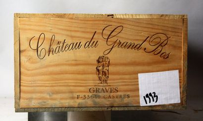 null 12 bouteilles CHÂTEAU du GRAND BOS - Graves 1993
Caisse bois d'origine non ouverte....