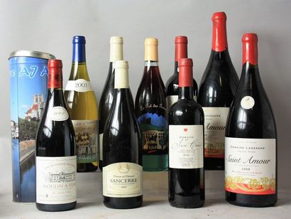 null LOT DE 13 BOUTEILLES ET 2 MAGNUMS VINS DIVERSES REGIONS DE France :
 6 bouteilles...
